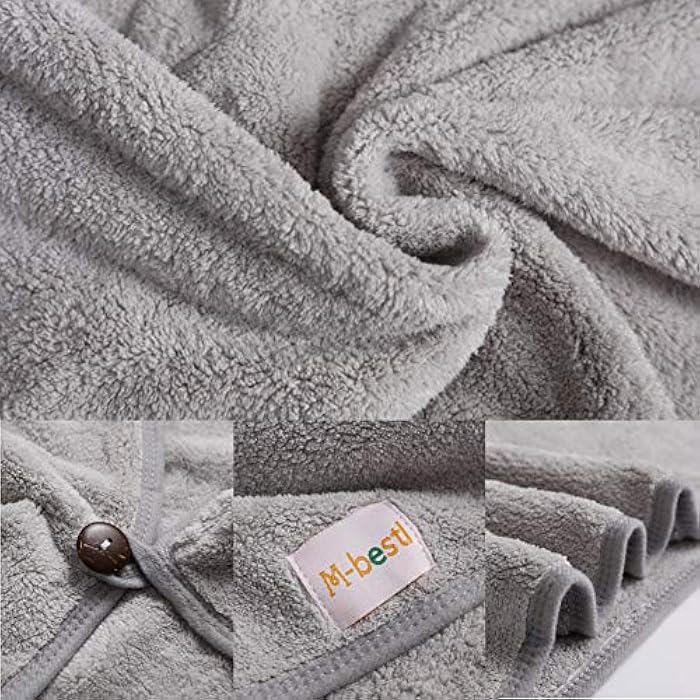 2 Pack Hair Drying Towel, Hair Towel, Super Absorbent Microfiber Turban with Button Design for Drying Hair Quickly (Dark Grey & Light Gray) - Image 4